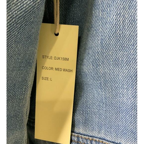 Cavalini Denim Collection Cropped Jean Jacket Womens L Trucker Mid Wash Casual - Picture 8 of 8